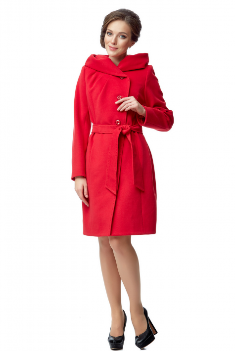Женское пальто из текстиля с капюшоном 8001061