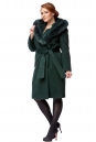Женское пальто из текстиля с капюшоном, отделка песец 8001785-2