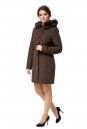 Женское пальто из текстиля с капюшоном, отделка песец 8002191-2