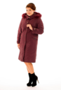 Женское пальто из текстиля с капюшоном, отделка песец 8010115-2