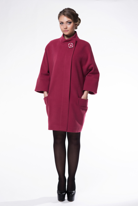 Женское пальто из текстиля с воротником 8010142