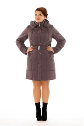 Женское пальто из текстиля с капюшоном
