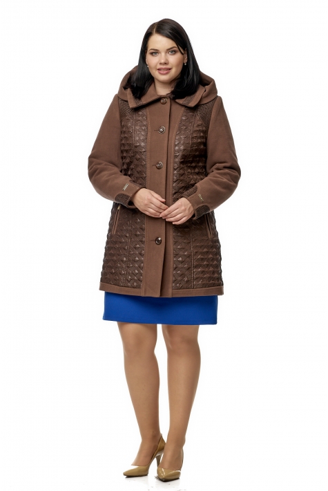 Женское пальто из текстиля с капюшоном 8011902