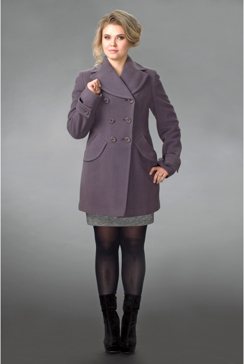 Женское пальто из текстиля с воротником 8015916
