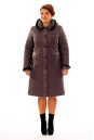 Женское пальто из текстиля с капюшоном, отделка норка 8015929