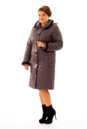 Женское пальто из текстиля с капюшоном, отделка норка 8015929-2
