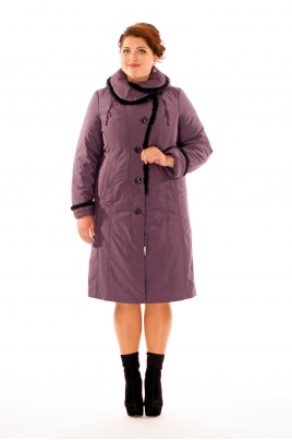 Зимнее женское пальто из текстиля с капюшоном, отделка норка