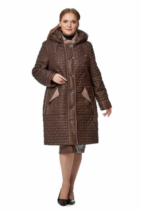 Женское пальто из текстиля с капюшоном 8019753