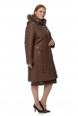 Женское пальто из текстиля с капюшоном, отделка песец 8019783-2