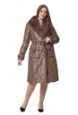 Женское пальто из текстиля с воротником, отделка енот 8020915