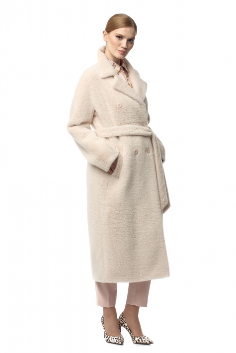Женское пальто из текстиля с воротником 8021469