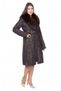 Женское пальто из текстиля с воротником, отделка енот 8021732