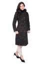 Женское пальто из текстиля с капюшоном, отделка песец 8021827-2