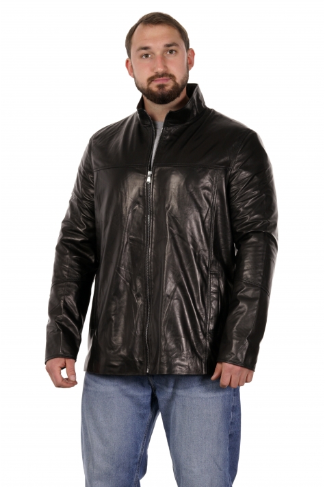 Мужская кожаная куртка из натуральной кожи с воротником 8022243