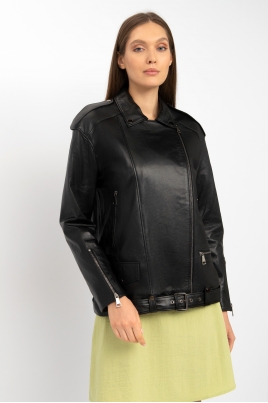 Женская кожаная куртка из натуральной кожи с воротником