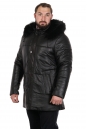 Мужская кожаная куртка из натуральной кожи на меху с капюшоном, отделка енот 8022379