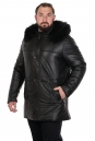 Мужская кожаная куртка из натуральной кожи на меху с капюшоном, отделка енот 8022379-3
