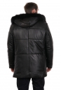 Мужская кожаная куртка из натуральной кожи на меху с капюшоном, отделка енот 8022379-7