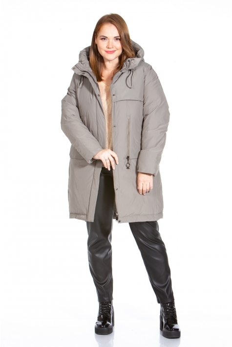 Женское пальто из текстиля с капюшоном 8022573