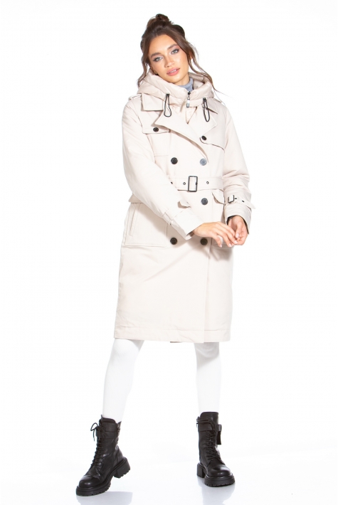 Женское пальто из текстиля с капюшоном 8022574