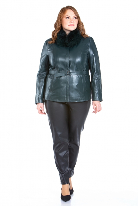 Женская кожаная куртка из натуральной кожи с воротником, отделка песец 8022660