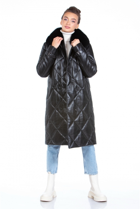Женское кожаное пальто из натуральной кожи с воротником, отделка песец 8022751