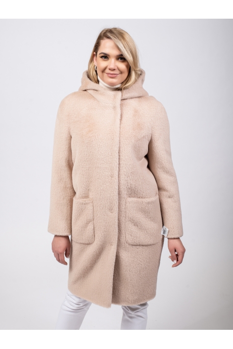 Женское пальто из текстиля с капюшоном 8023378