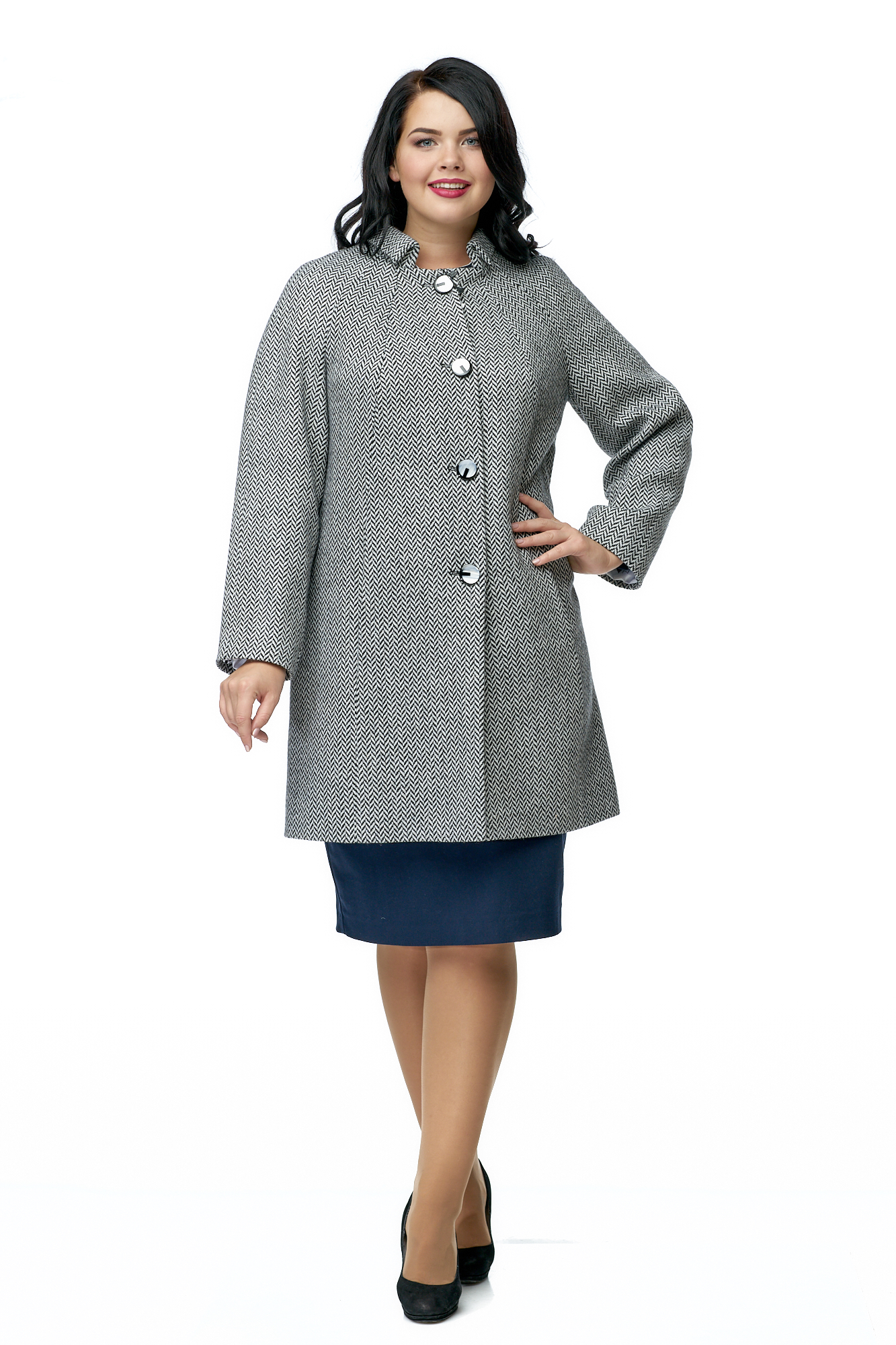 Женское пальто из текстиля с воротником 8000959-6