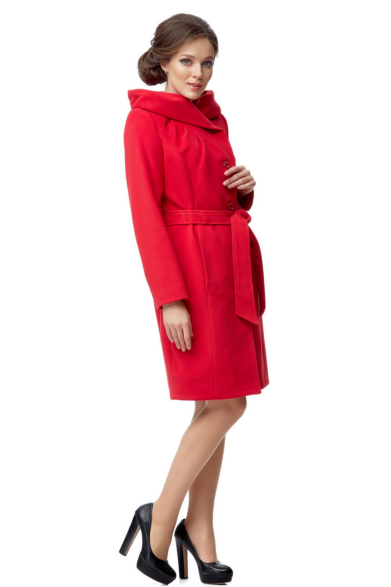 Женское пальто из текстиля с капюшоном 8001061-3