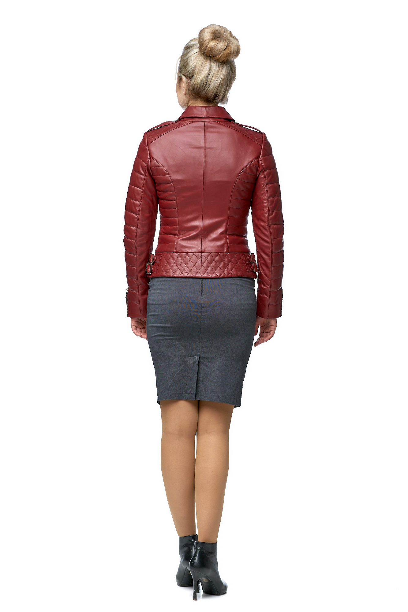 Женская кожаная куртка из натуральной кожи с воротником 8002241-3