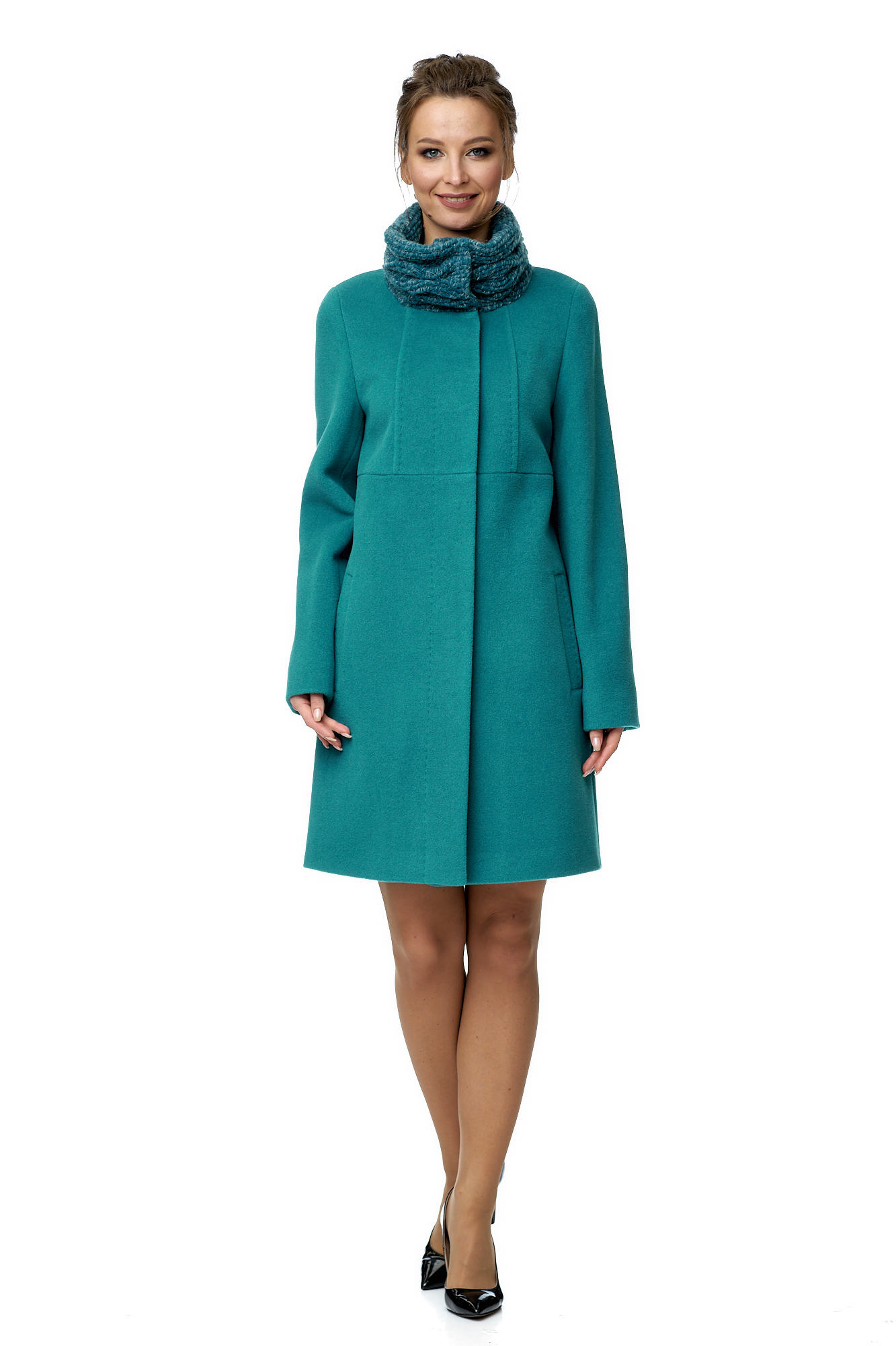 Женское пальто из текстиля с воротником 8002277-2