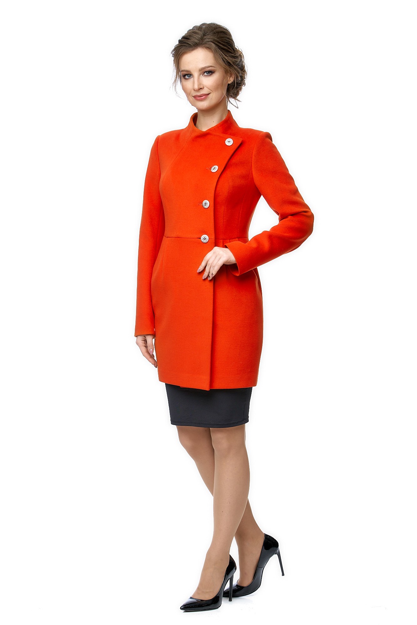 Женское пальто из текстиля с воротником 8002584-2