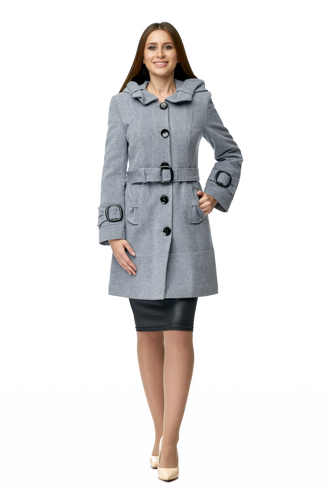 Женское пальто из текстиля с капюшоном 8002894-2
