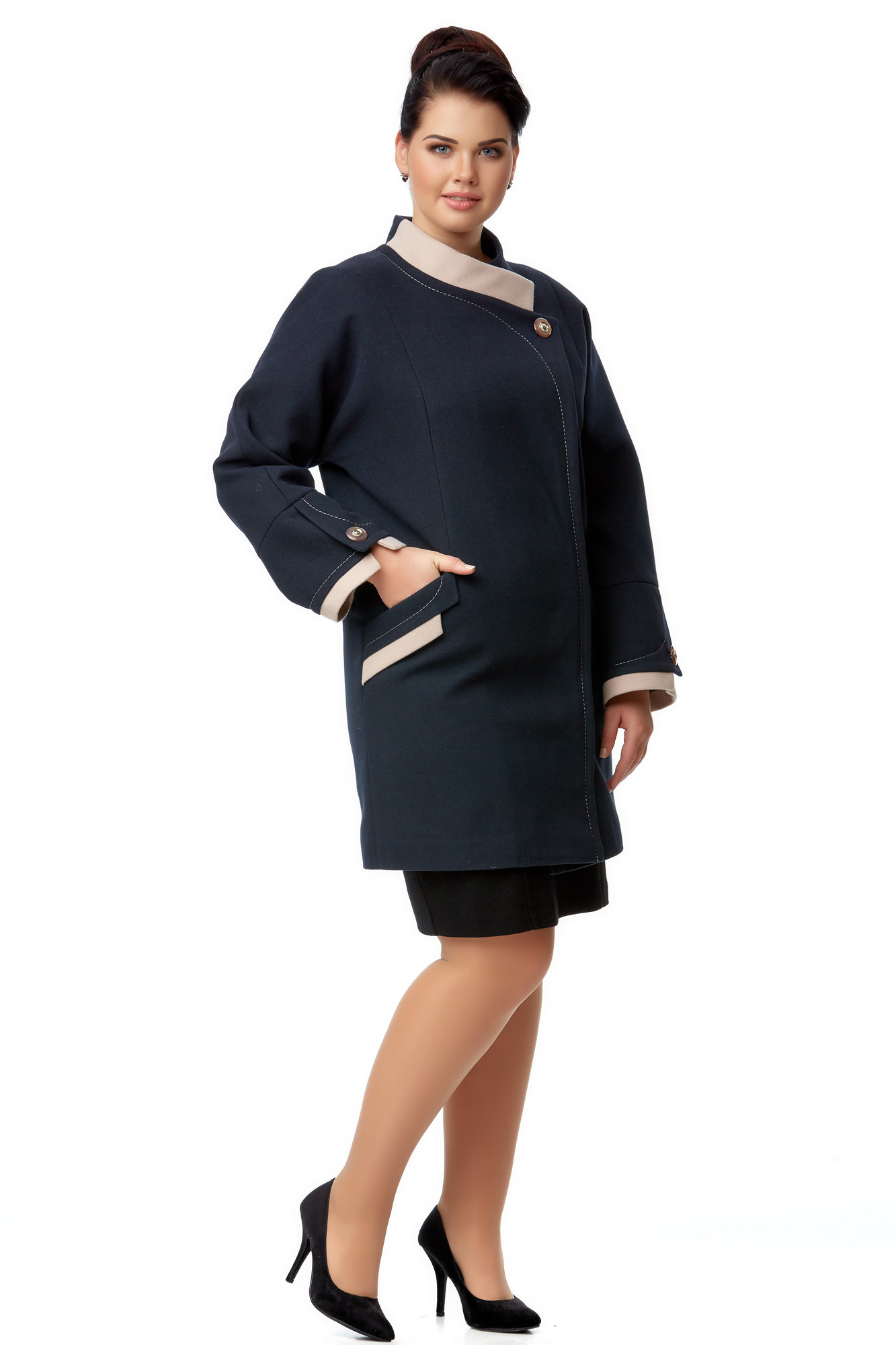Женское пальто из текстиля с воротником 8009924-2
