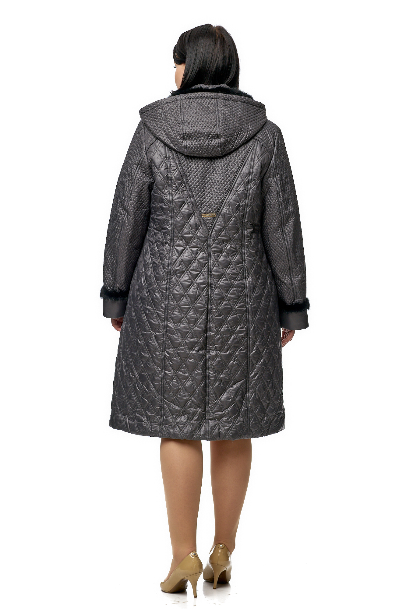 Женское пальто из текстиля с капюшоном, отделка норка 8010035-3