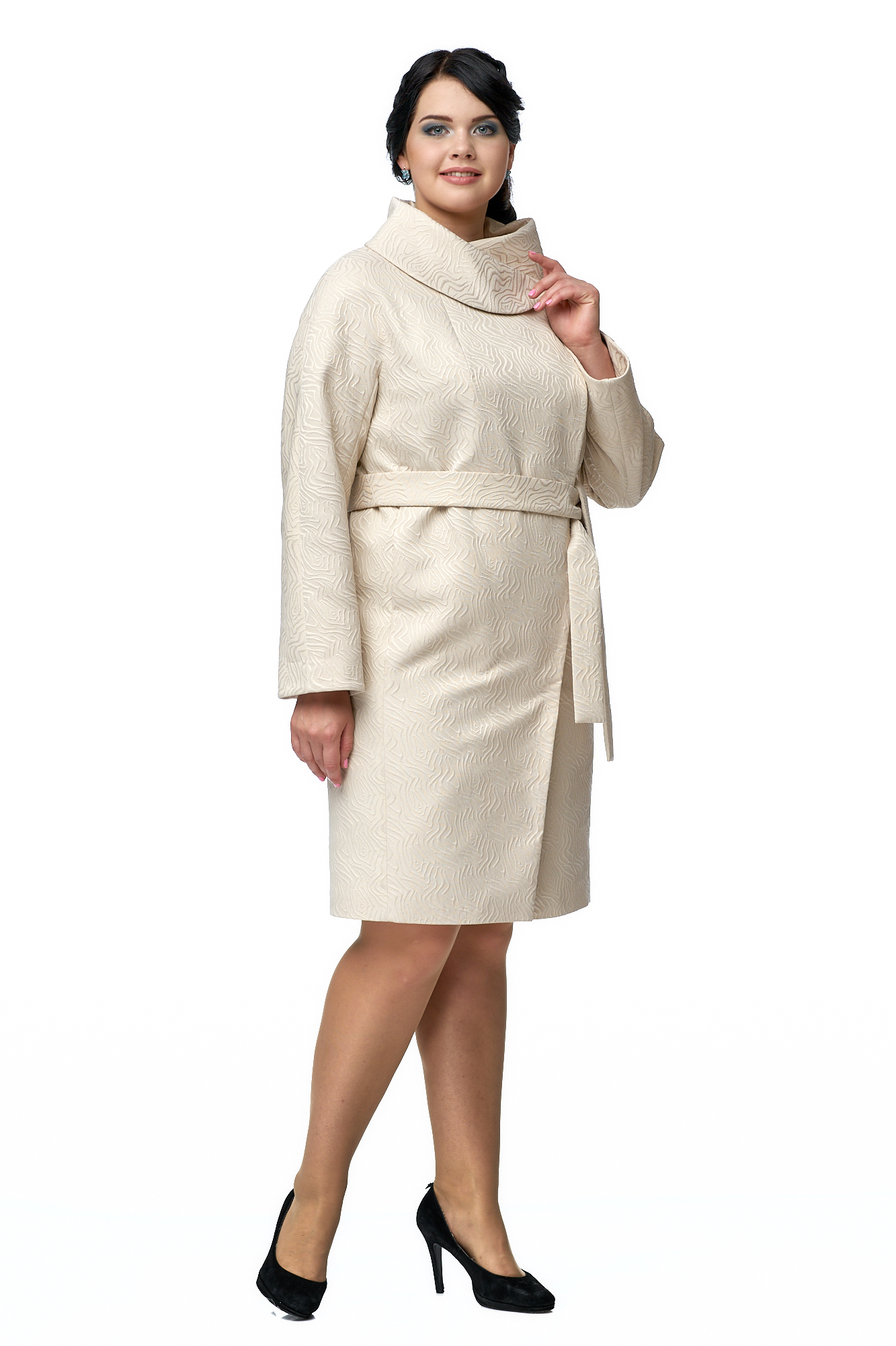 Женское пальто из текстиля с воротником 8010047-2